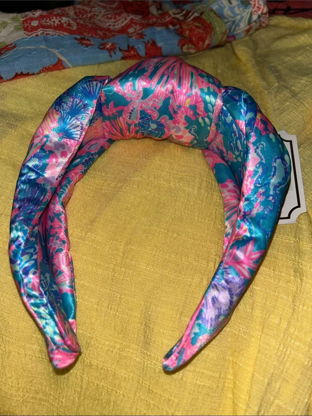 NWT Lilly Pulitzer knotted headband.  3” wide, satin fabric